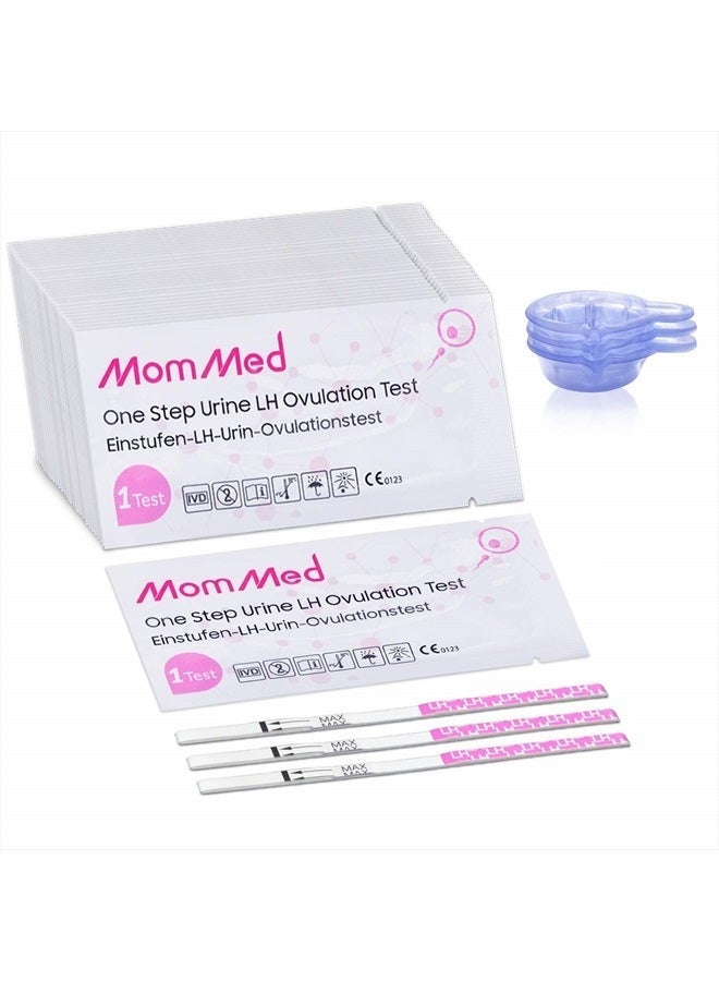 MomMed شرائط اختبار الإباضة من MomMed، مجموعة توقع الإباضة بقدرة 50 LH مع 50 كوب مجموعة، تتبع اختبار الإباضة بدقة، نتائج حساسية عالية للاختبار المنزلي للنساء - Image 2